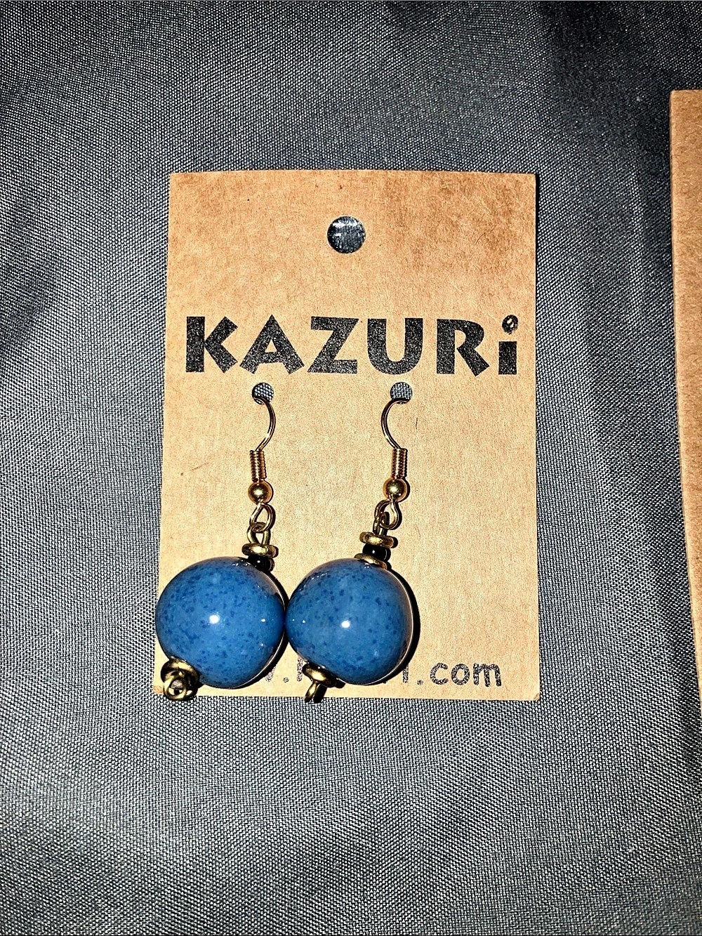 Kazuri Blue Kenyan Ceramic Bead Earrings NWT